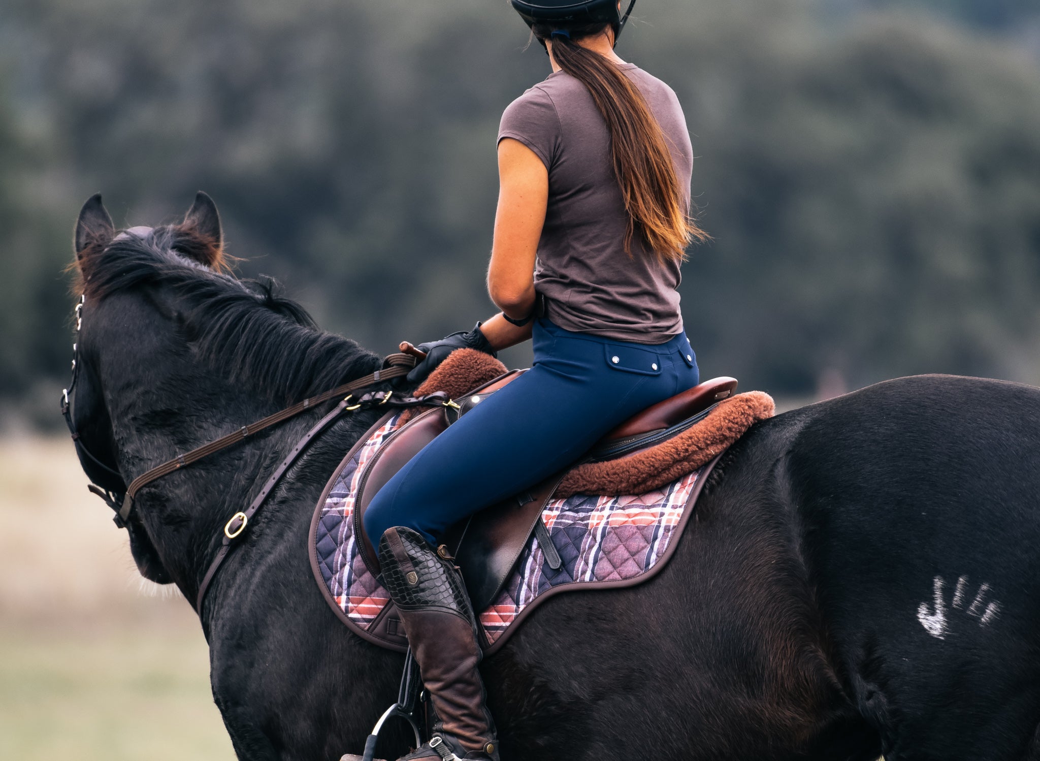Sixteen Cypress Close Contact Saddle Pad, Field Plaid & Hickory