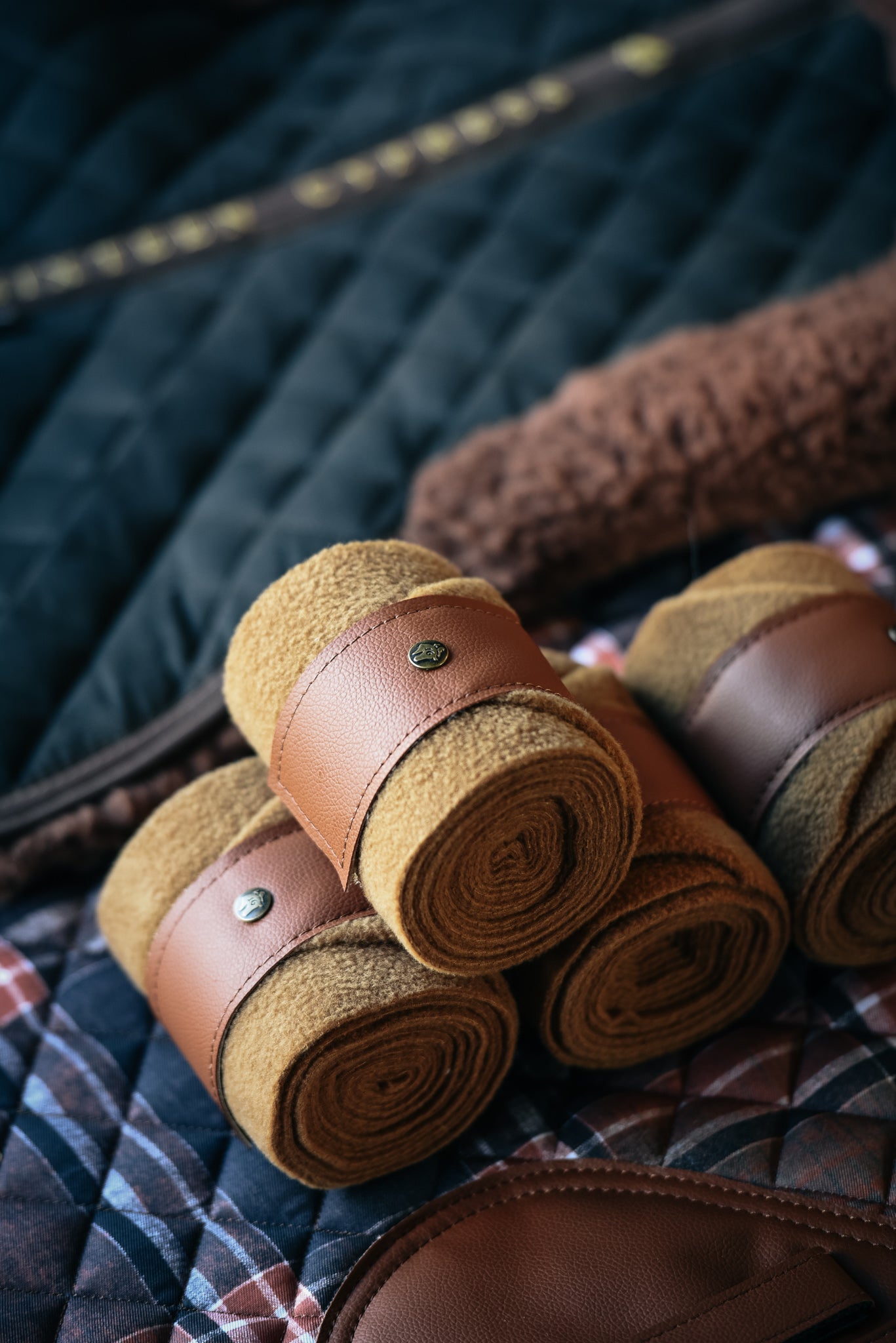 16C Leatherette Polos, Camel & Cognac