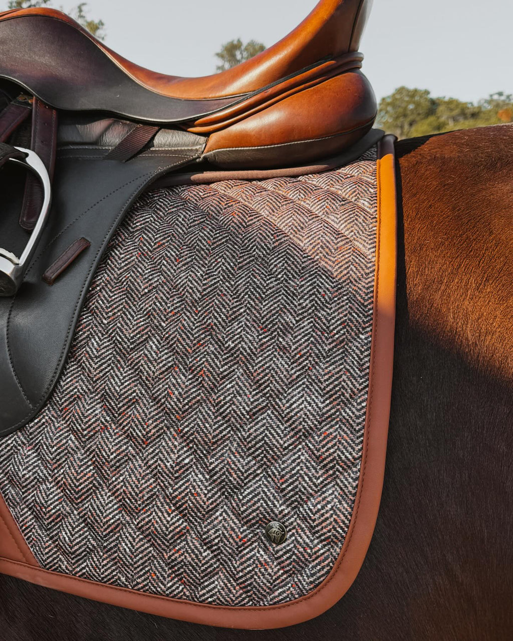 Sixteen Cypress Dressage Pad, Herringbone & Cognac