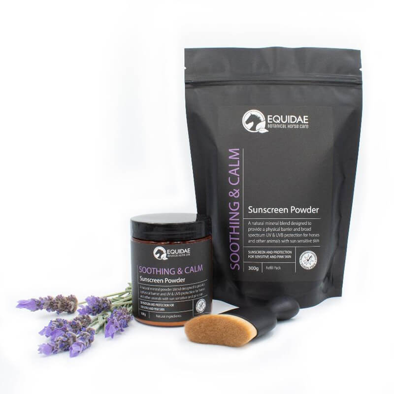 Natural horse sunscreen being applied to horse with sunburn on its nose from being outside in the sun for too long