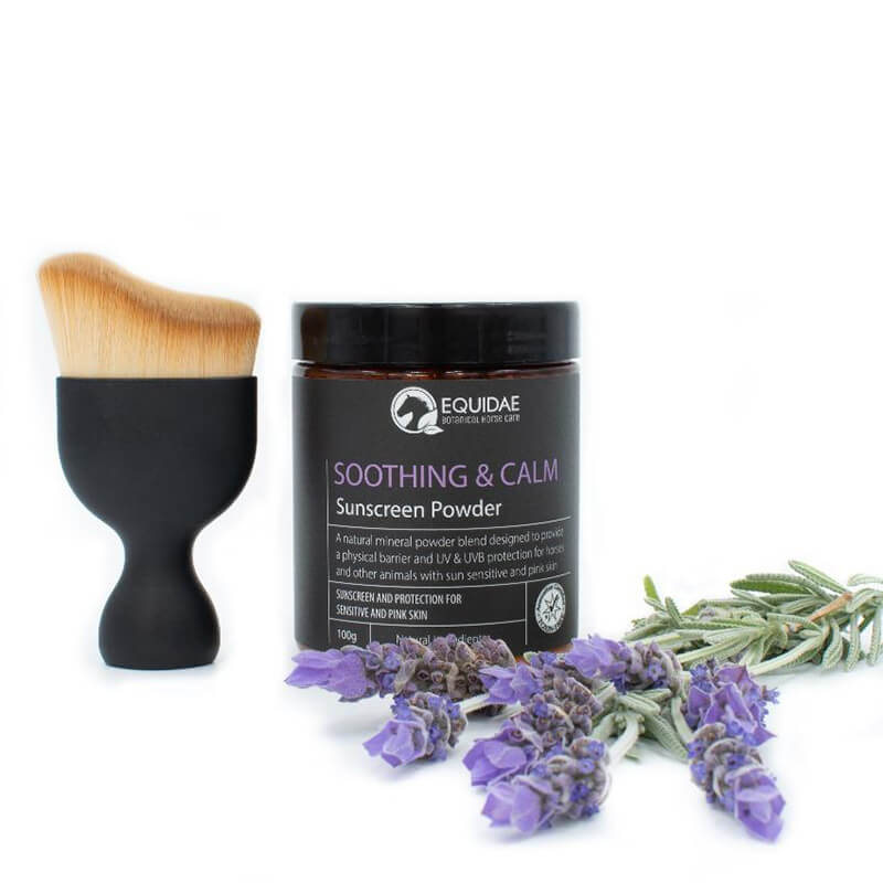 Large tub of Soothing and Calm Australian made sunscreen powder with brush